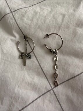 Justine Clenquet Silver-Tone Asymmetrical Earrings (Sam Earrings)